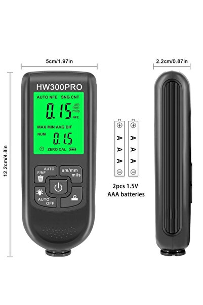 Epilons Hw-300Pro Oto Boya Kalınlık Ölçer 0-2000Μm Fe & Nfe Kaplama Kalınlık Test