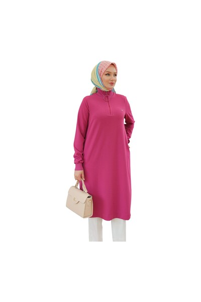 Armine Kadın Kolları Ribanalı Yarım Fermuarlı Tunik 24KT436