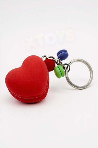 Xtoys Mac-a-Love Stres Giderici Kalpli Macaron Anahtarlık, Çanta Charmı ve Sevgiliye Hediye Oyuncak