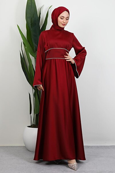 GİYZAMİLA Funda Saten Dress Burgundy