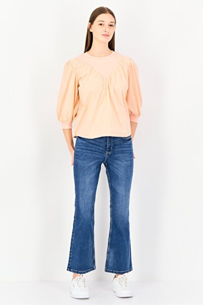 Levi's Women Crew Neck Elbow Sleeve Solid Blouse, Pink