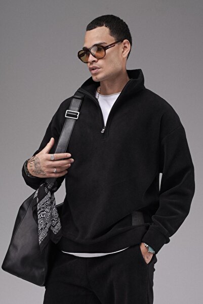 king brich Oversize Fit Collar Zippered Fleece Bottom and Top Set