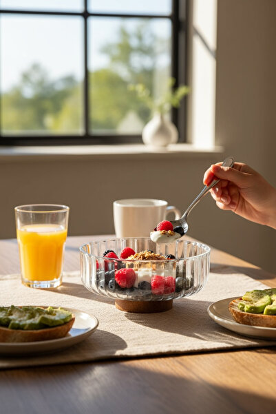 zezedesing Γυάλινο Μπολ Σαλάτας & Μπολ Φρούτων & Πιάτο Παρουσίασης 21 Χ 9,5 εκ.