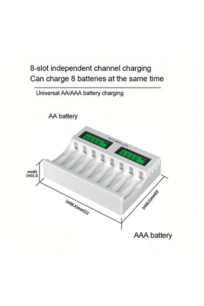 PUJIMAX شاحن بطاريات قابلة لإعادة الشحن ( 8 مداخل ) أبيض