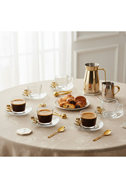 Paşabahçe Silver Detailed Vela 12 Piece Cup Set – Butterfly Design