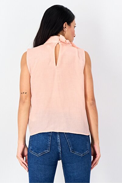 Reserved Women Tie Neck Sleeveless Plain Tank Top, Pink