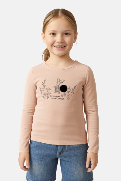 Sinsay Disney x Toddlers Girl Crew Neck Long Sleeve Top, Tan