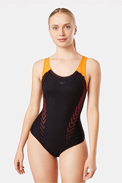 SPEEDO Women Brand Logo One Piece Swimsuit, Black