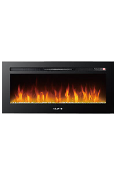 rebune ديكور شاشة LED، بلوتوث مع مكبر صوت، تدفئة هواء بقوة 2000 واط RE-7-057 أسود