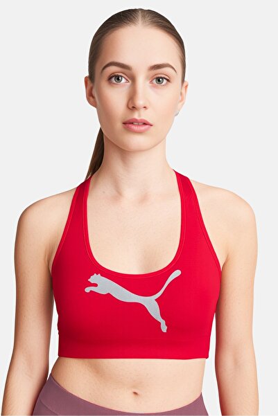 Puma Women Plus Size Brand Logo Padded Training Sports Bra, Red