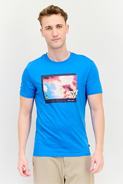 Levi's Men Crew Neck Short Sleeves Graphic Print T-shirt, Blue