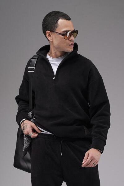 king brich Oversize Fit Collar Zippered Fleece Bottom and Top Set