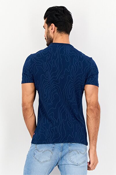Levi's Men Crew Neck Short Sleeve Allover Print T-Shirt, Navy