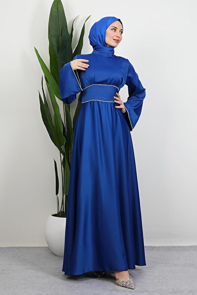 GİYZAMİLA Funda Saten Dress Saks
