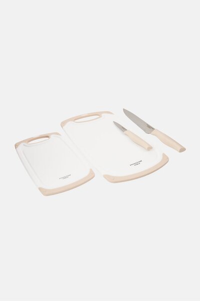Phantom Chef 4 Pieces Cutting Board And Knife Set, Beige