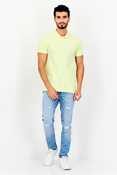 Levi's Men Regular Fit Short Sleeve Allover Print Polo Shirt, Lime Green