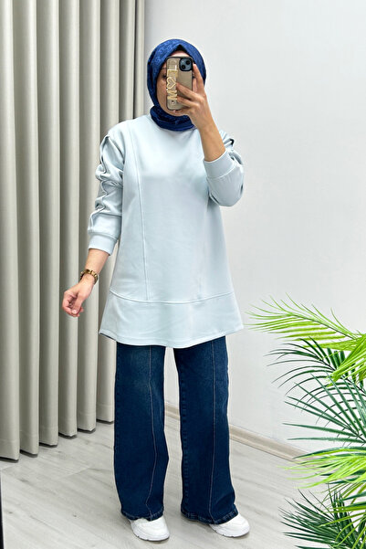 T Moda Store Tripen Yeni Sezon Mevsimlik Kumaş Kol Aksesuar Detaylı Tesettür Kadın Tunik