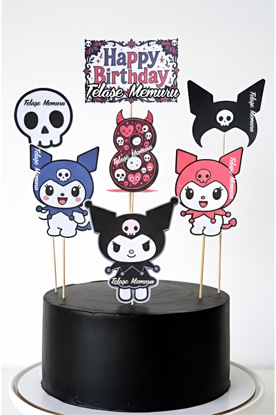 telaşe memuru Kuromi Cake Topper - 7 Year Old Kuromi Cake Decorations - Kuromi Birthday - Kuromi Mockup Cake Topper