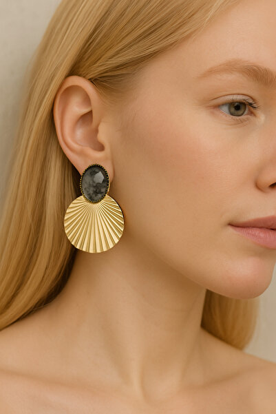 Glithe أقراط نسائية من الحجر الطبيعي والفولاذ