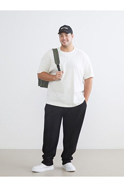 LC Waikiki Μαύρο ανδρικό παντελόνι jogger μεγάλου μεγέθους