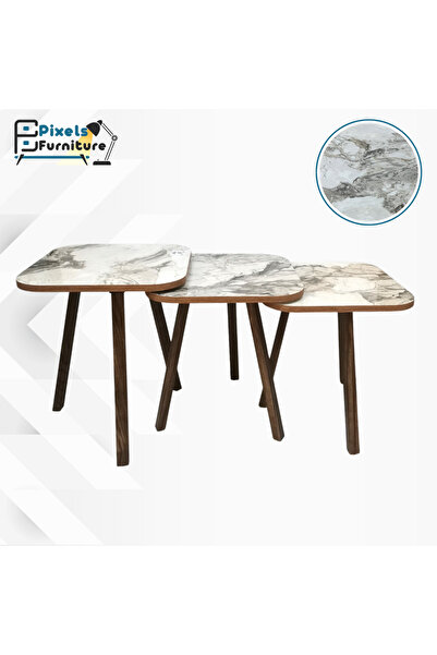 PixelsFurniture Pixel Furniture 3 Piece Square Coffee and Tea Serving Table Set