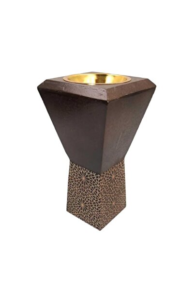Generic Modern Wooden Arabesque Incense Burner | Mabkhara with Gold Tray | El...