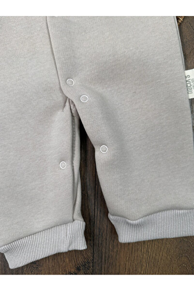 Bolly Baby 3 Thread Inner Lined Polo Collar Winter Baby Boy Jumpsuit with Snap Fasteners at the Bottom