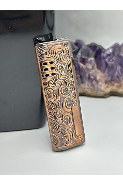 NikaŞ El İşçiliği Görünüm! Kabartmalı İşlemeli Vintage Stili Güçlü Torch Bakır Çakmak