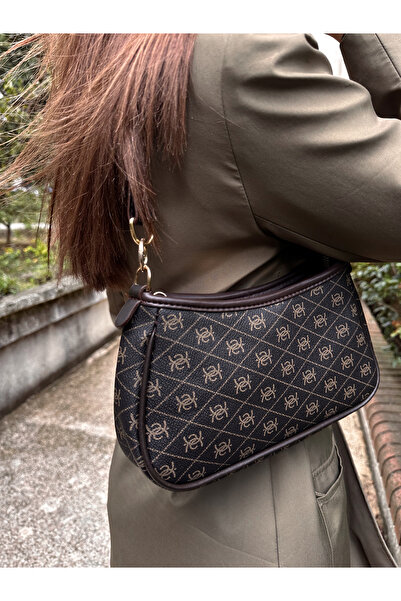 ÇAĞLA BAG STORE Monogram Desenli Baget Omuz Çantası