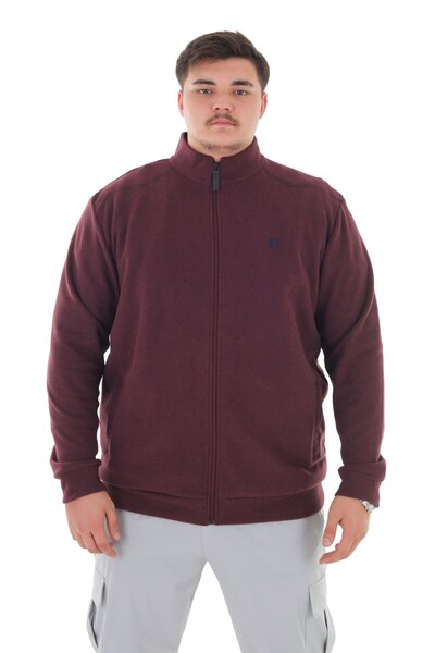 marufshop Erkek Büyük Beden 122-158 Kilo Arası İçin Uygun Pamuklu Geniş Kalıp Dik Yaka Fermuarlı Sweat Mont