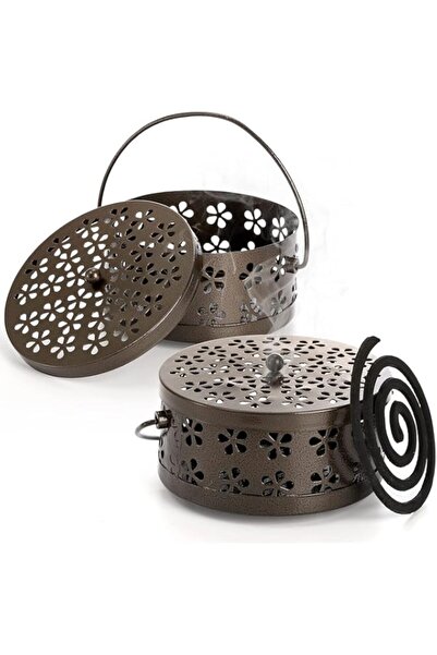 Generic Brand 2 Pack Mosquito Iron Coil Holders with Lid and Handle, Bronze M...
