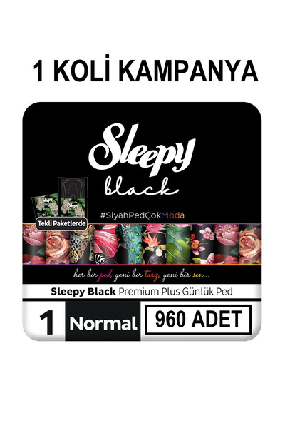 Sleepy Black Premium Plus Günlük Ped 960 Adet 1 Koli (80'li 12 Adet)