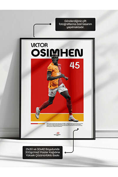 gxe.art Victor James Osimhen Galatasaray Siyah Çerçeveli Poster Tablosu