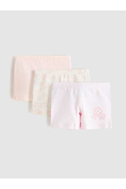 LC Waikiki Girls' Boxer Shorts with Elastic Waist and Floral Print