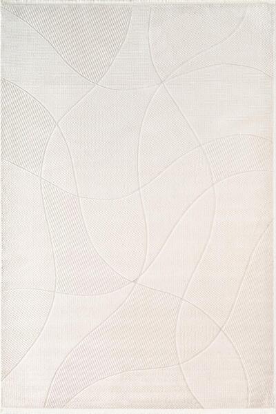 Karmen Halı İndigo ID007W Beyaz Modern Desen Akrilik İplik Tozuaz Pamuk Taban...