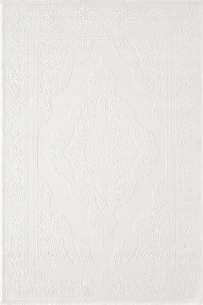 Karmen Halı İndigo ID006W Beyaz Klasik Çerçeveli Desen Akrilik İplik Tozuaz P...