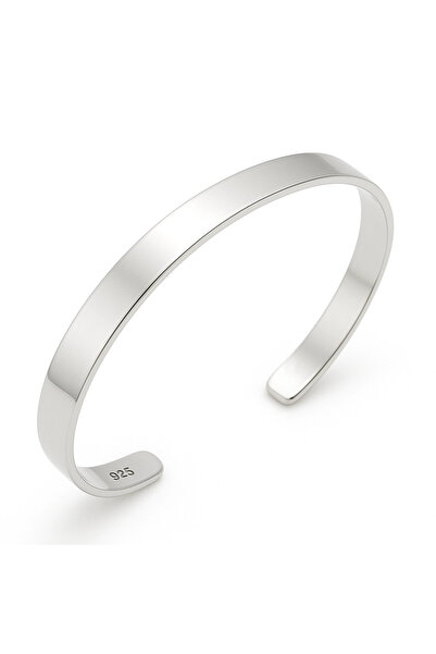 Genel Markalar Gümüş Düz Erkek Kelepçe Bilezik