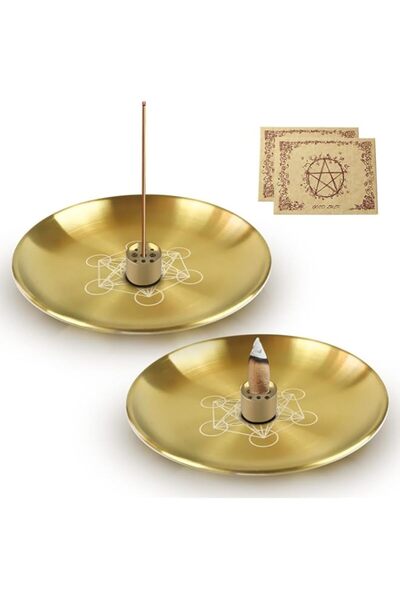 Generic Brand NimbusNote 2 Set Gold Incense Burners, 5.5 Inch Metal Offering ...