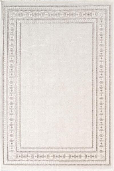 Karmen Halı İndigo ID002G Krem Gri Klasik Çerçeveli Desen Akrilik İplik Tozua...