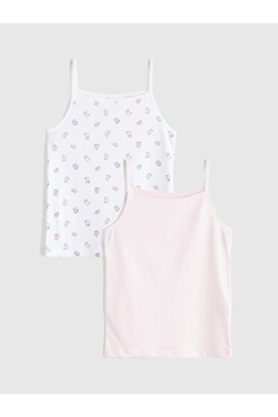 LC Waikiki Pink Square Collar Girl's Undershirt 2-Piece