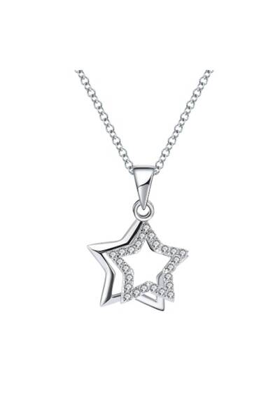 Tessero Colier de damă cu pandantiv stea, pietre de zirconiu, placat cu aur a...