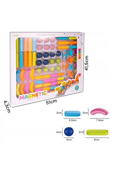 MalPlay Magnetic construction game for children Malplay, with 80 multicolored 3D elements, stable construction
