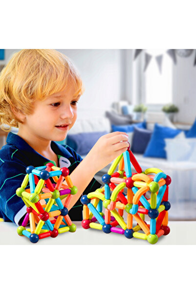 MalPlay Magnetic construction game for children Malplay, with 80 multicolored 3D elements, stable construction