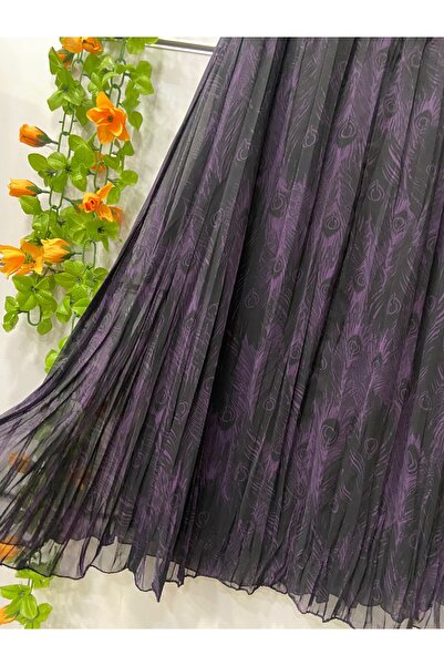 edu collection Fusta midi din șifon cu model, lungime 85 cm, cu căptușeală.