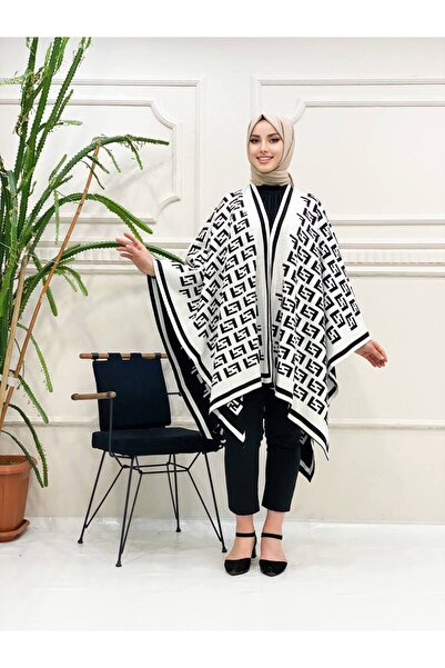 BY AKKAYA Knitwear Size 38-50 Compatible Women's Patterned Cape (Poncho)