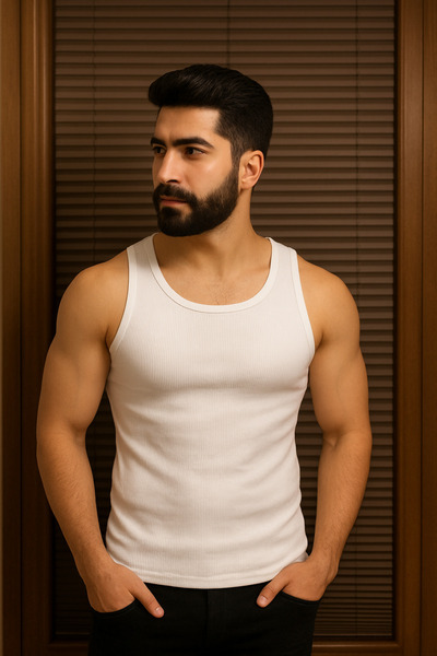 beuivo Men's White Halter Neck Lycra Sports Athlete