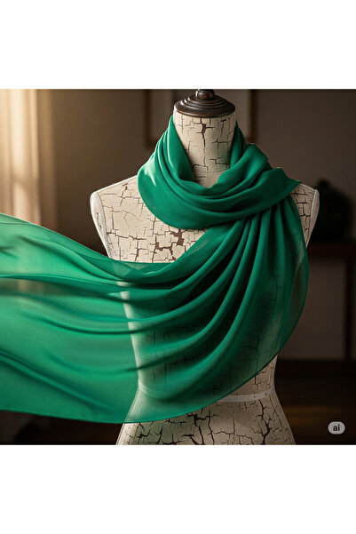 karanfil شال شيفون أخضر زمردي للنساء من تيستور