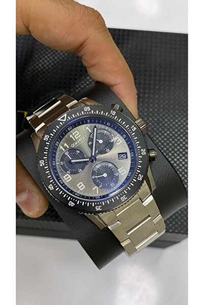 Quantum Metalil Çelik Chrono Kadran Siyah Bezel Erkek Kol Saati