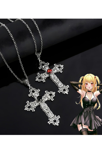 Köstebek Anime Death Note Misa Siyah Kristal Taşlı Kolye