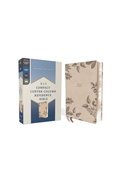 Zondervan Niv, Compact Center-Column Reference Bible, Leathersoft, Stone, Red...